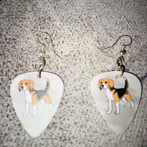 Women's BEAGLE DOG BREED GUITAR PICK EARRINGS
